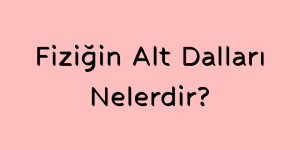 fiziğin alt dalları nelerdir